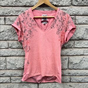 Coral Floral V-Neck Women's Tee